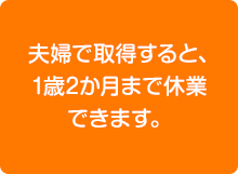 夫婦で取得すると、1歳2か月まで休業できます。